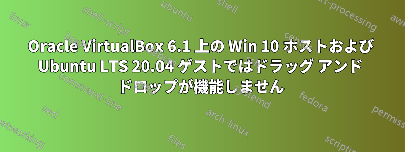 Oracle VirtualBox 6.1 上の Win 10 ホストおよび Ubuntu LTS 20.04 ゲストではドラッグ アンド ドロップが機能しません