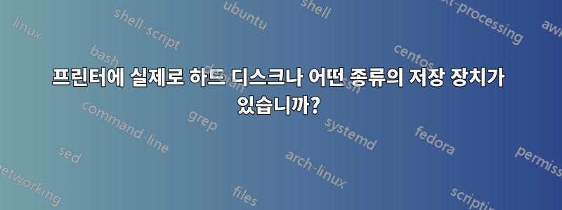 프린터에 실제로 하드 디스크나 어떤 종류의 저장 장치가 있습니까?