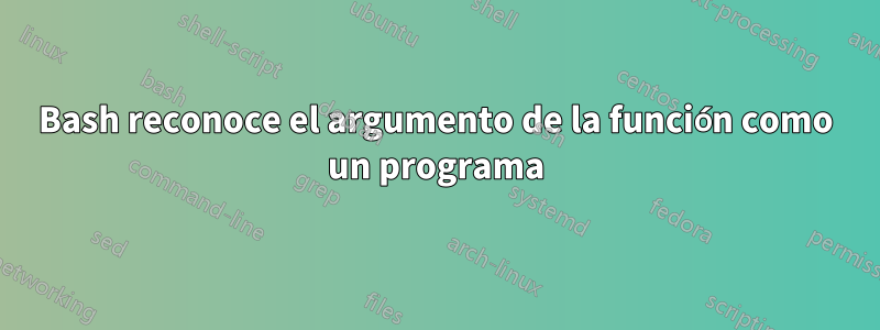 Bash reconoce el argumento de la función como un programa