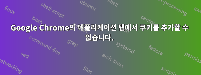 Google Chrome의 애플리케이션 탭에서 쿠키를 추가할 수 없습니다.