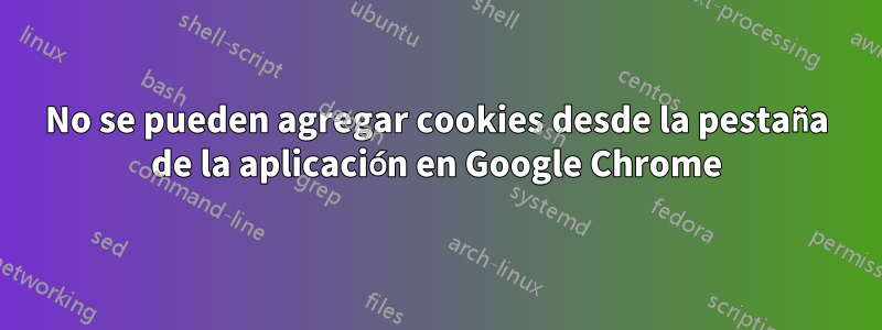 No se pueden agregar cookies desde la pestaña de la aplicación en Google Chrome