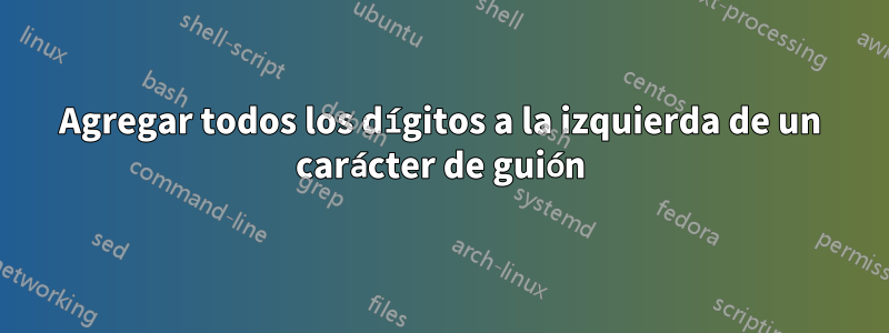 Agregar todos los dígitos a la izquierda de un carácter de guión