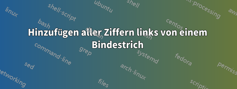 Hinzufügen aller Ziffern links von einem Bindestrich