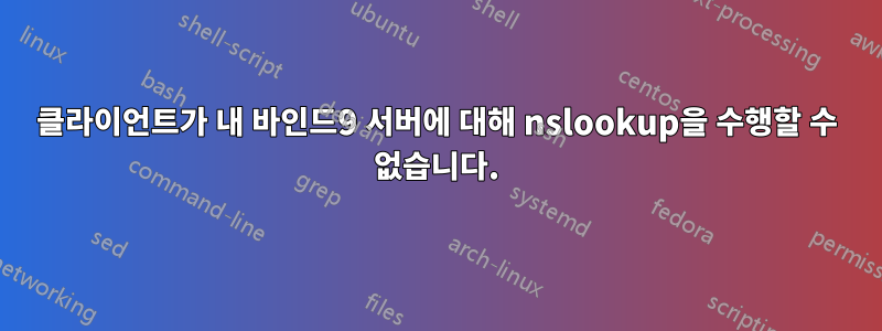 클라이언트가 내 바인드9 서버에 대해 nslookup을 수행할 수 없습니다.