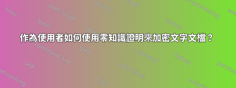 作為使用者如何使用零知識證明來加密文字文檔？