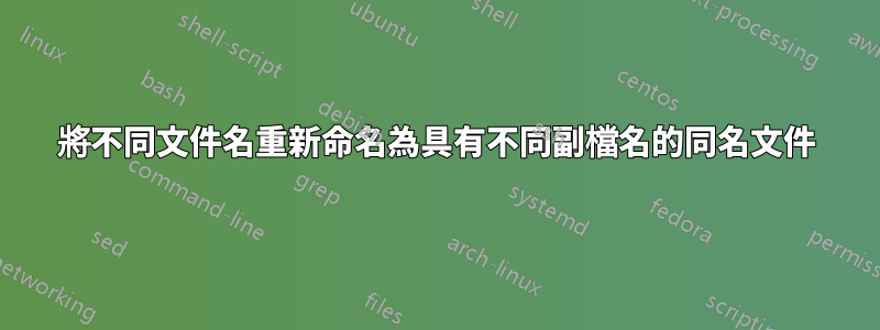 將不同文件名重新命名為具有不同副檔名的同名文件