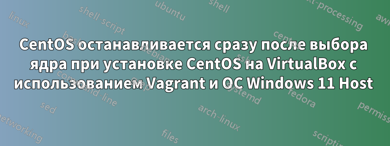 CentOS останавливается сразу после выбора ядра при установке CentOS на VirtualBox с использованием Vagrant и ОС Windows 11 Host