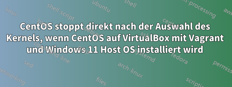 CentOS stoppt direkt nach der Auswahl des Kernels, wenn CentOS auf VirtualBox mit Vagrant und Windows 11 Host OS installiert wird