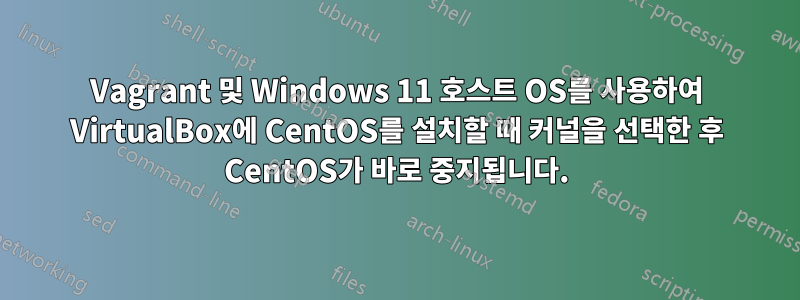 Vagrant 및 Windows 11 호스트 OS를 사용하여 VirtualBox에 CentOS를 설치할 때 커널을 선택한 후 CentOS가 바로 중지됩니다.