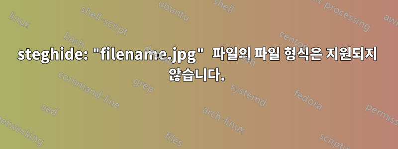steghide: "filename.jpg" 파일의 파일 형식은 지원되지 않습니다.