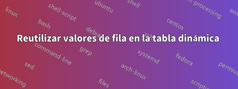 Reutilizar valores de fila en la tabla dinámica