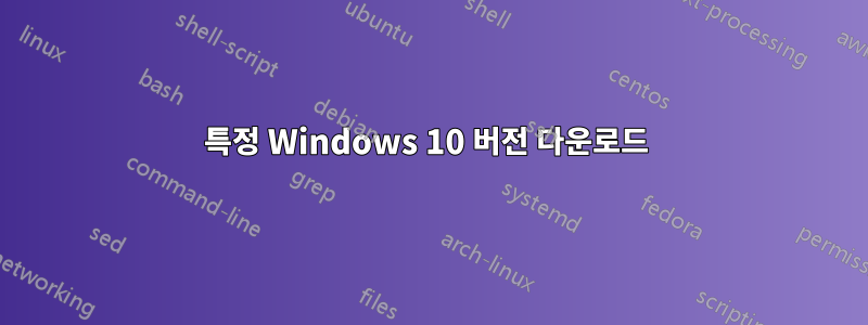 특정 Windows 10 버전 다운로드 