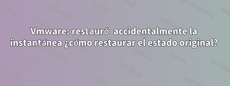 Vmware: restauró accidentalmente la instantánea ¿cómo restaurar el estado original?