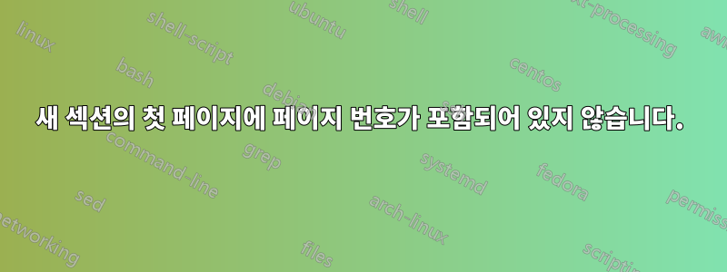새 섹션의 첫 페이지에 페이지 번호가 포함되어 있지 않습니다.