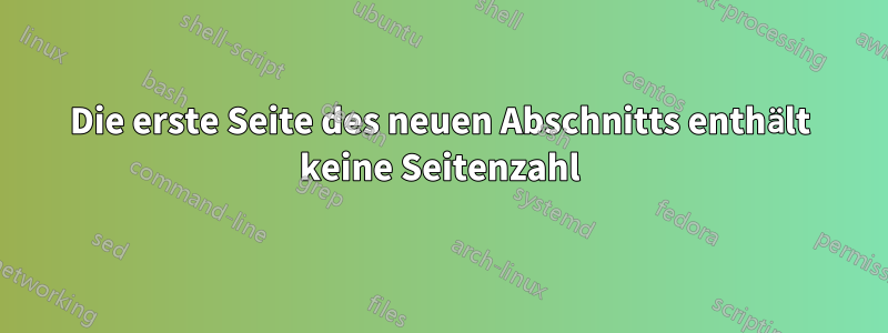 Die erste Seite des neuen Abschnitts enthält keine Seitenzahl
