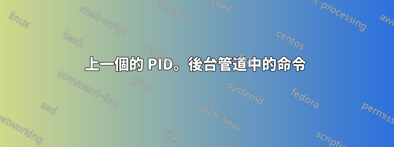 上一個的 PID。後台管道中的命令
