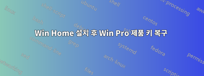 Win Home 설치 후 Win Pro 제품 키 복구