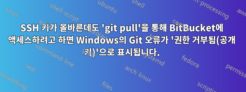 SSH 키가 올바른데도 'git pull'을 통해 BitBucket에 액세스하려고 하면 Windows의 Git 오류가 '권한 거부됨(공개 키)'으로 표시됩니다.