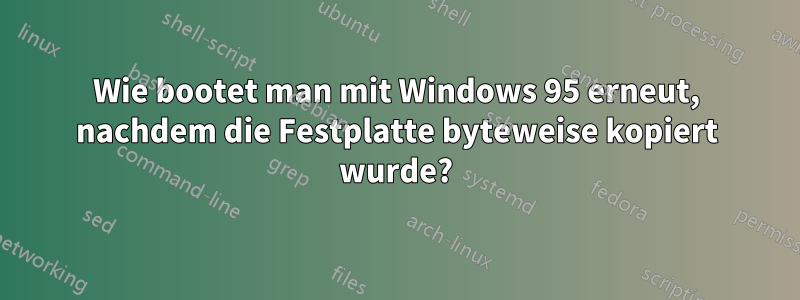 Wie bootet man mit Windows 95 erneut, nachdem die Festplatte byteweise kopiert wurde?