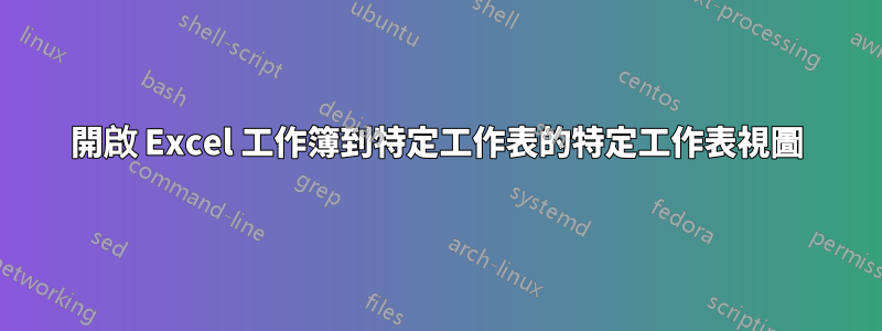 開啟 Excel 工作簿到特定工作表的特定工作表視圖