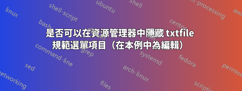 是否可以在資源管理器中隱藏 txtfile 規範選單項目（在本例中為編輯）