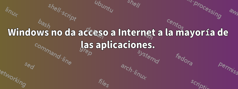 Windows no da acceso a Internet a la mayoría de las aplicaciones.