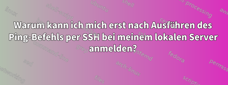 Warum kann ich mich erst nach Ausführen des Ping-Befehls per SSH bei meinem lokalen Server anmelden?