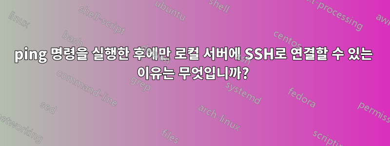 ping 명령을 실행한 후에만 로컬 서버에 SSH로 연결할 수 있는 이유는 무엇입니까?