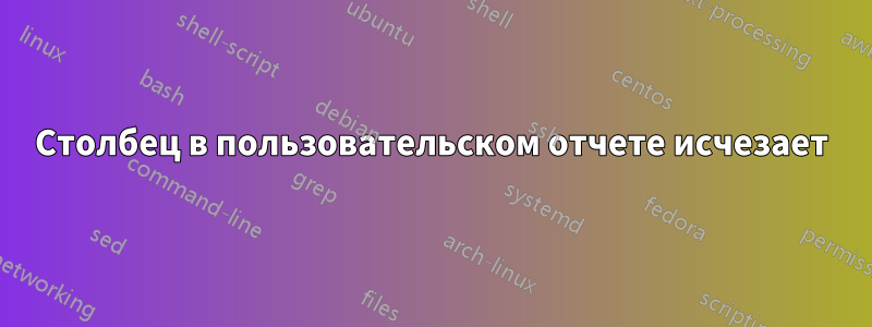 Столбец в пользовательском отчете исчезает