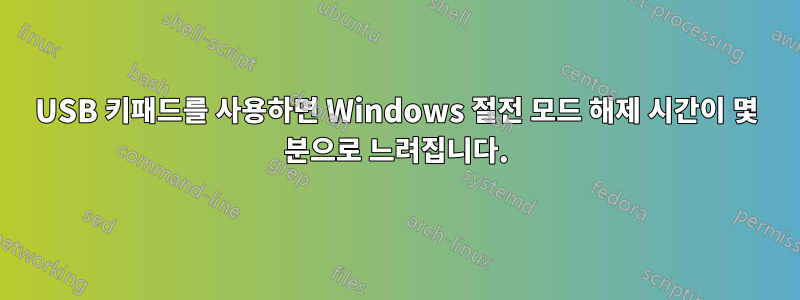 USB 키패드를 사용하면 Windows 절전 모드 해제 시간이 몇 분으로 느려집니다.