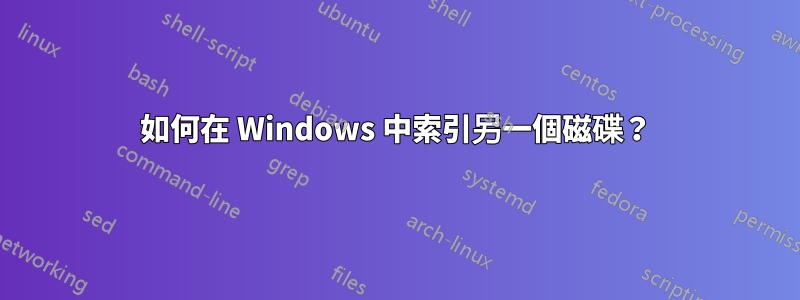 如何在 Windows 中索引另一個磁碟？