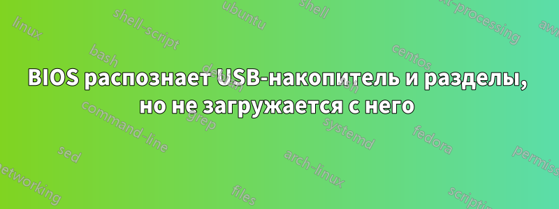 BIOS распознает USB-накопитель и разделы, но не загружается с него