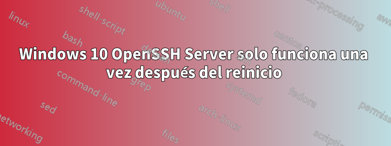 Windows 10 OpenSSH Server solo funciona una vez después del reinicio