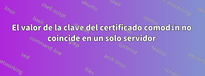 El valor de la clave del certificado comodín no coincide en un solo servidor