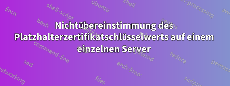 Nichtübereinstimmung des Platzhalterzertifikatschlüsselwerts auf einem einzelnen Server