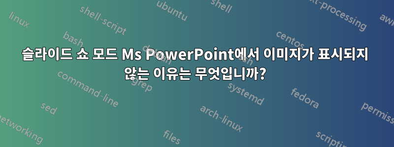 슬라이드 쇼 모드 Ms PowerPoint에서 이미지가 표시되지 않는 이유는 무엇입니까?