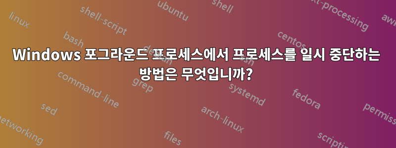 Windows 포그라운드 프로세스에서 프로세스를 일시 중단하는 방법은 무엇입니까?