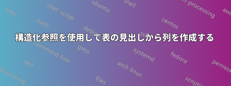 構造化参照を使用して表の見出しから列を作成する