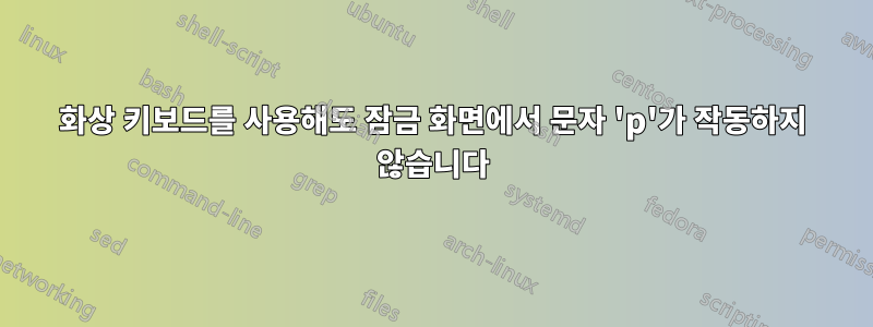 화상 키보드를 사용해도 잠금 화면에서 문자 'p'가 작동하지 않습니다