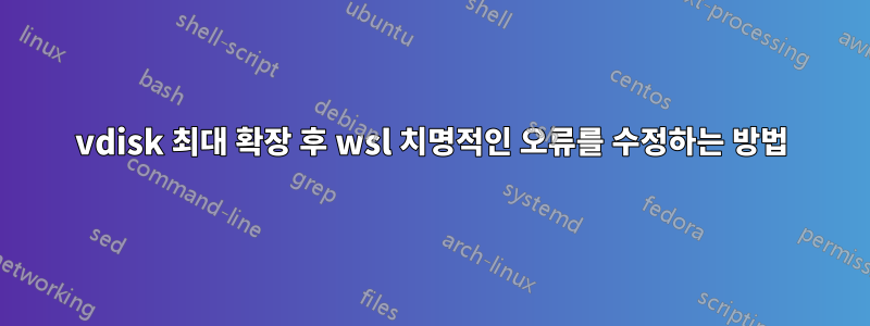 vdisk 최대 확장 후 wsl 치명적인 오류를 수정하는 방법