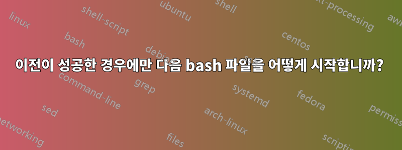 이전이 성공한 경우에만 다음 bash 파일을 어떻게 시작합니까?