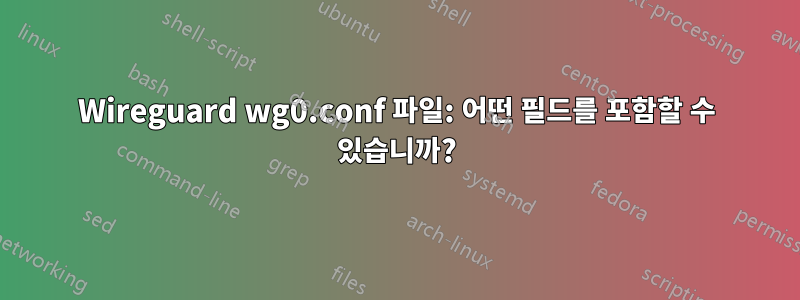 Wireguard wg0.conf 파일: ​​어떤 필드를 포함할 수 있습니까?