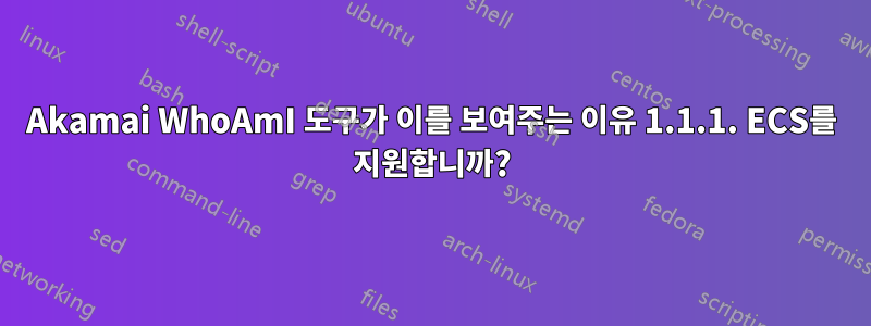 Akamai WhoAmI 도구가 이를 보여주는 이유 1.1.1. ECS를 지원합니까?