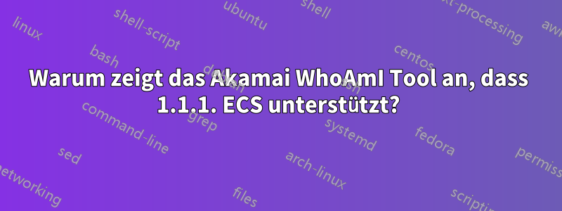 Warum zeigt das Akamai WhoAmI Tool an, dass 1.1.1. ECS unterstützt?