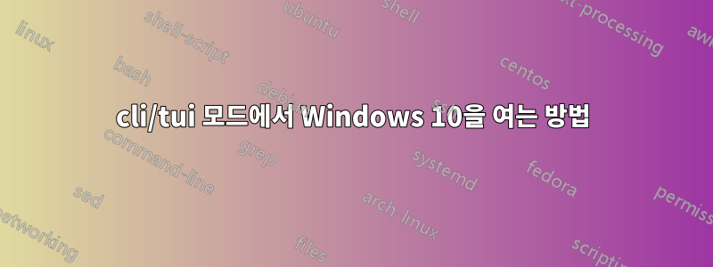 cli/tui 모드에서 Windows 10을 여는 방법