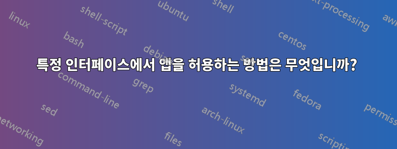 특정 인터페이스에서 앱을 허용하는 방법은 무엇입니까?