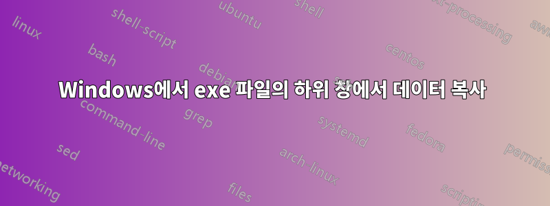 Windows에서 exe 파일의 하위 창에서 데이터 복사
