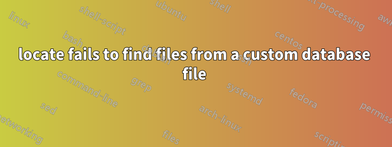 locate fails to find files from a custom database file
