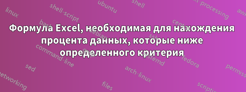 Формула Excel, необходимая для нахождения процента данных, которые ниже определенного критерия