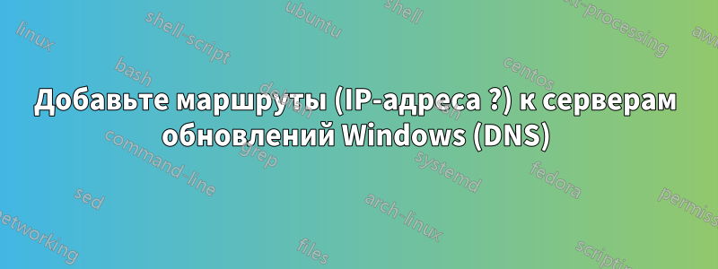 Добавьте маршруты (IP-адреса ?) к серверам обновлений Windows (DNS)